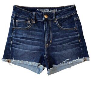 AMERICAN EAGLE Hi-Rise Shortie Super Stretch Rolled Hem Jean Shorts - Size 6